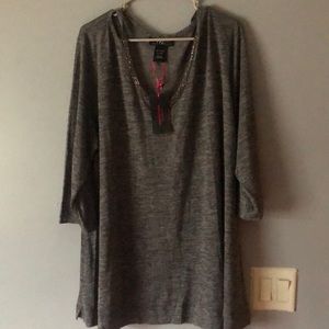 Black rhinestone trim blouse